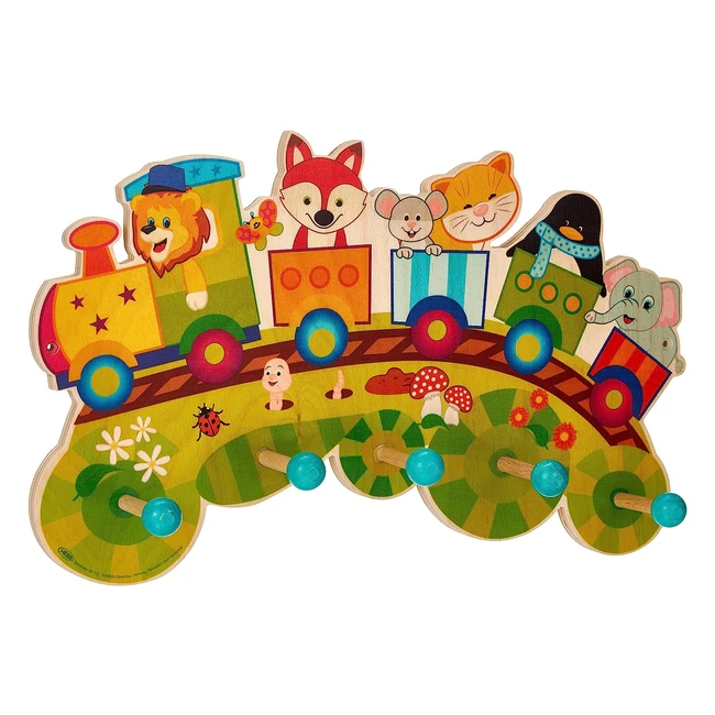 Portemanteau enfant bois 5 crochets fait main - Hess 30296