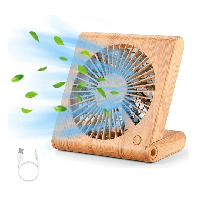 Ventilateur de bureau USB pliant silencieux - 3 vitesses - rechargeable - brun clair