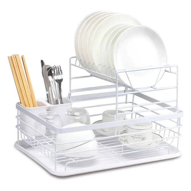 BTGGG 2 Tier Dish Drainer Rack with Removable Drip Tray - Large Capacity, Sturdy Construction, Easy Assembly