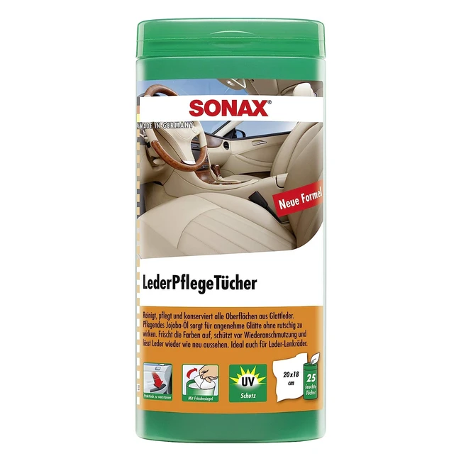 Sonax 25 Lingettes Nettoyantes Cuir - Élimine la saleté et ravive votre cuir