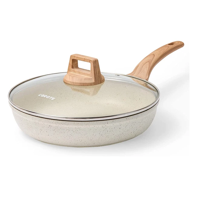 Carote Poêle Antiadhésive 26cm avec Couvercle - Poêle Induction en Granit - Poignée Robuste - Tous Feux Dont Induction