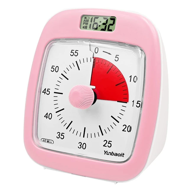 Temporizador visual con reloj y luz nocturna VT07S - 60 minutos - Rosa