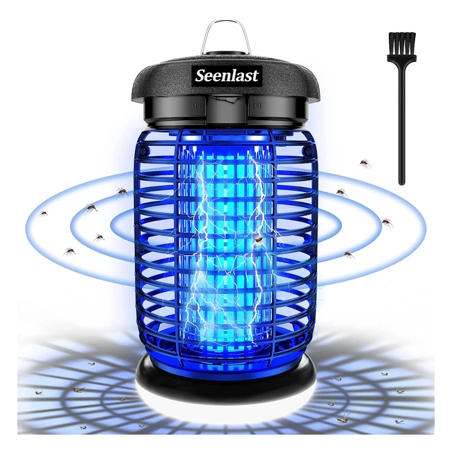 Lámpara antimosquitos eléctrico 2 en 1 15W UV 4200V, mata mosquitos eléctrico IPX4 impermeable con iluminación LED, alcance efectivo 140m