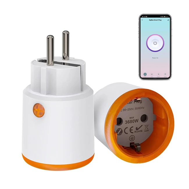 Enchufe inteligente Zigbee Smart Plug con medición y temporizador - Compatible con Alexa - 1 paquete