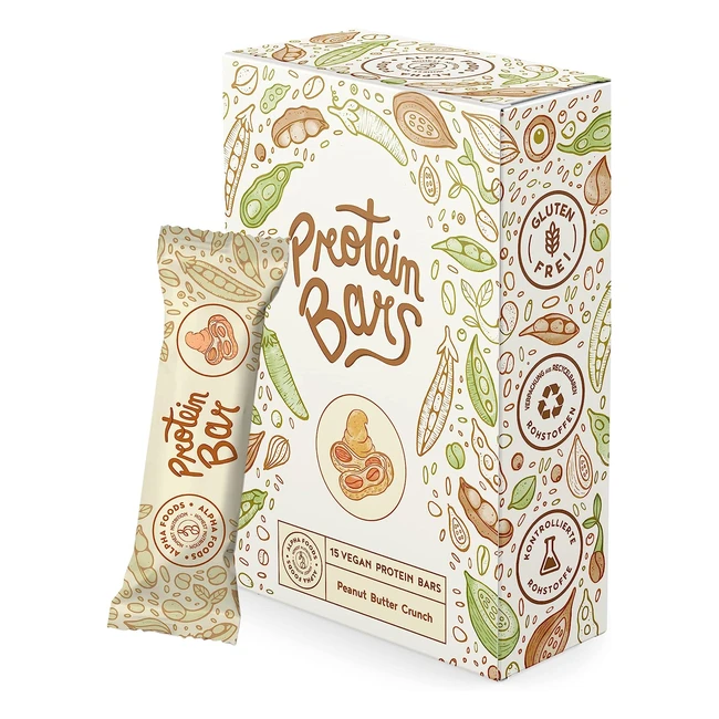 Barrette Proteiche Vegane Burro di Arachidi Croccante - 15 Barrette Energetiche ad Alto Contenuto Proteico