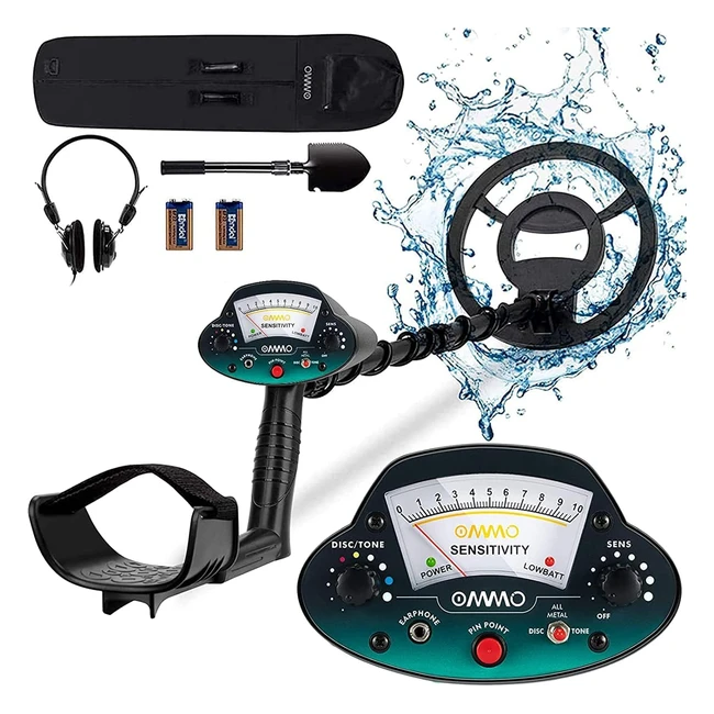 Détecteur de métaux étanche Ommo - 10 modes de détection - Pinpoint - Batterie incluse