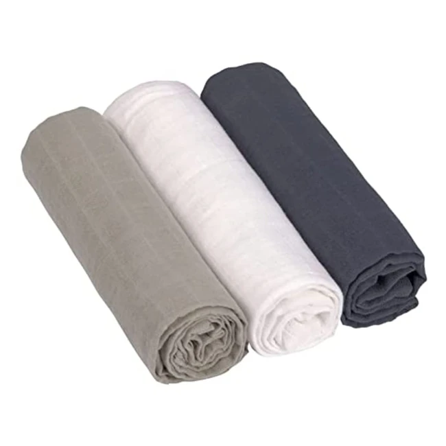 Lässig Baby Pucktuch Set aus 3 Baumwolltüchern 85 x 85 cm - Olivmilchblau