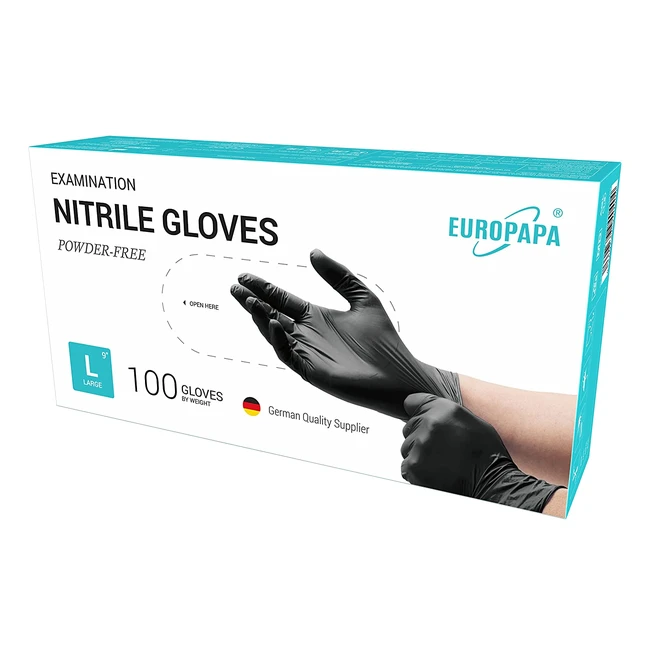 europapa 100 x Nitril-Handschuhe Box Einweghandschuhe Untersuchungshandschuhe L 