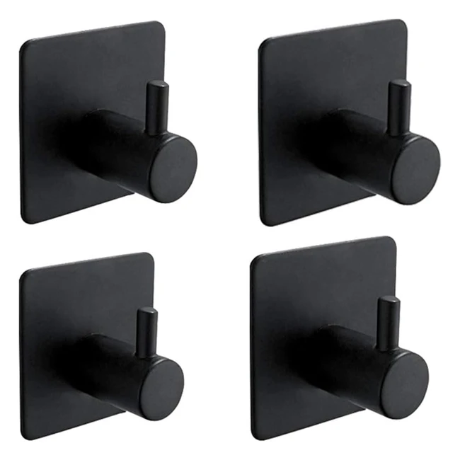 Ibergrif M34251B - Gancio per Asciugamani Appendiabiti Porta Ganci Accappatoio Bagno Adesivi 3M Acciaio Inox Nero