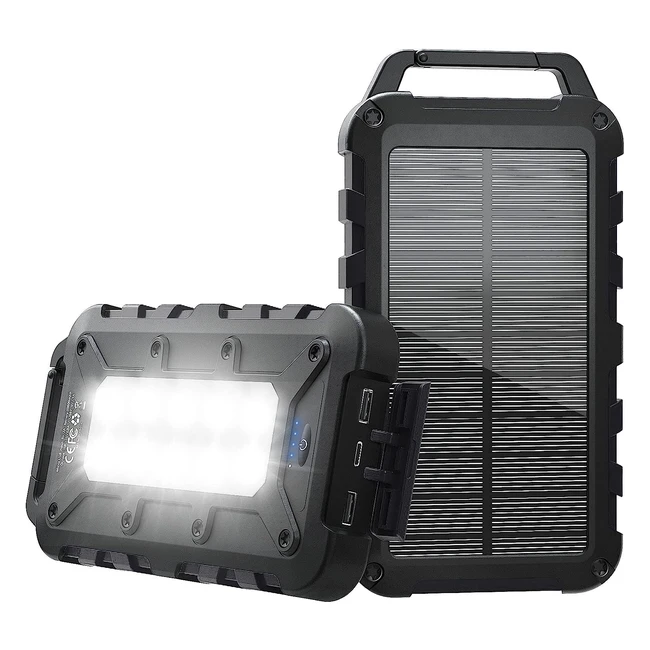 Powerbank Solare 20000mAh Caricatore Portatile USB-C Batteria Esterna Impermeabile