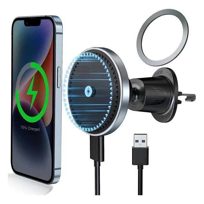 Lekente Magsafe Car Mount Charger - Fast Charging, Magnetic Phone Holder