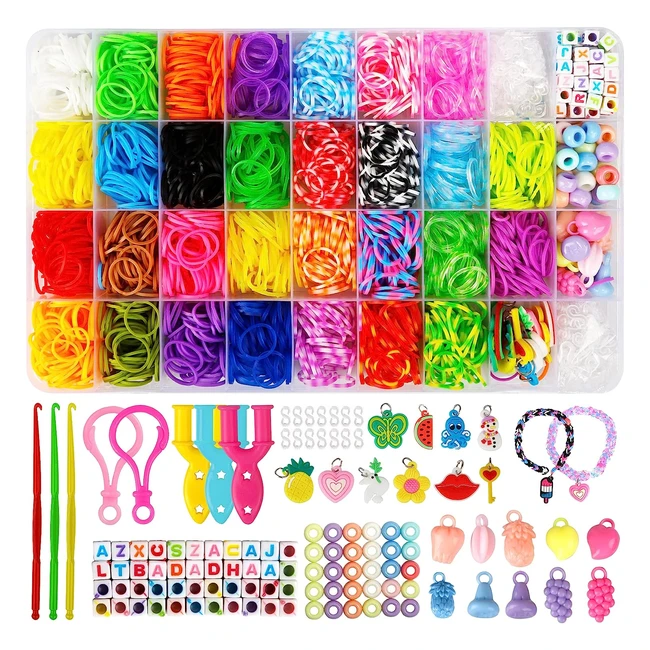 Bracelet élastique Luzoon 2100 - Kit de fabrication de bracelets élastiques pour enfants - 30 couleurs