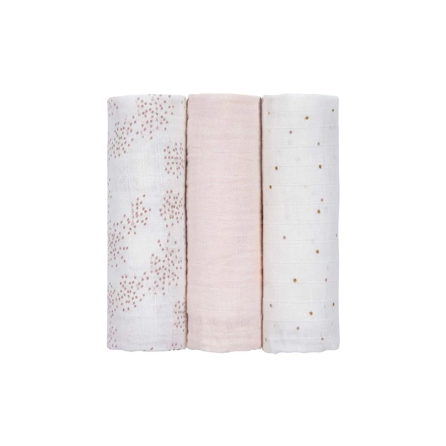 Lssig Baby Spucktcher Mulltcher 85x85 cm 100 Baumwolle Set mit 3 Rosa