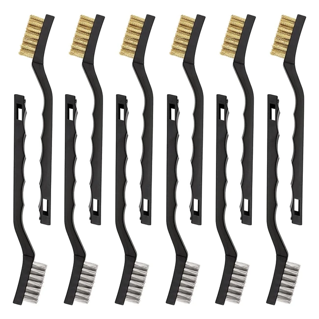 Lot de 12 mini brosses métalliques AmazonBasics en acier inoxydable et laiton - Réf. XYZ - Idéal pour enlever peinture, rouille, corrosion