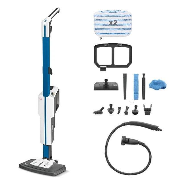 Balai vapeur Polti Vaporetto SV620_Style avec nettoyeur vapeur portable - Nettoyage des sols et des tapis - Fonction vapeur supplémentaire - 15 accessoires - Parking vertical - Bleu