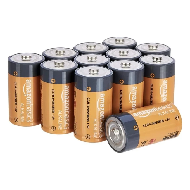 Amazon Basics C Cell 15V Alkaline Batteries - Pack of 12 | Long-Lasting Power