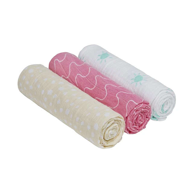 Lässig Baby Spucktuch 3er Set, Baumwolle, 85x85 cm, Sommertraum Mädchen