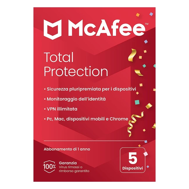 McAfee Total Protection 2023 - Software Antivirus per la Sicurezza Online - Abbo