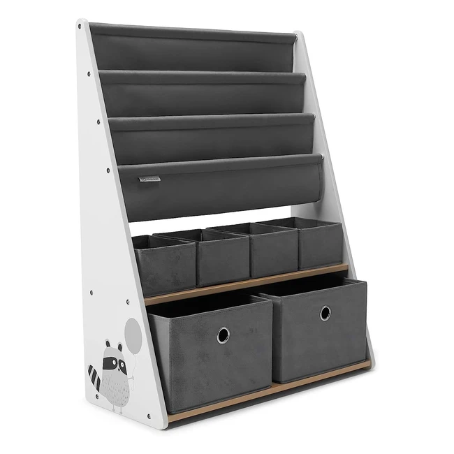Estantería Kinderkraft Racoon para niños - Organizador espacioso y práctico de madera laminada blanco
