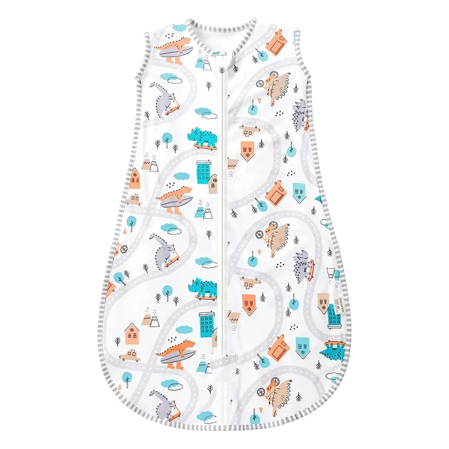 Mikafen Baby Sleeping Bag - Organic Cotton, Sleeveless, Dinosaur Design - M6-12M