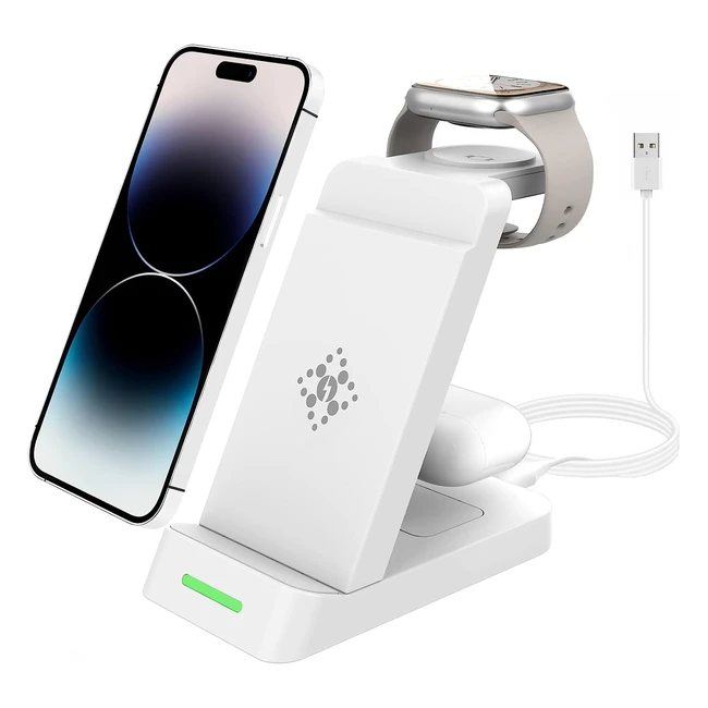 aimtel 3-in-1 Wireless Charging Station for Apple Products | iWatch | iPhone 14 Pro Max | AirPods | Pixel 77 Pro | Fast Charger
