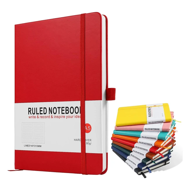 A5 Notebook Journal - Premium PU Leather, 200 Pages, Red - Ideal for Office, School, and Home