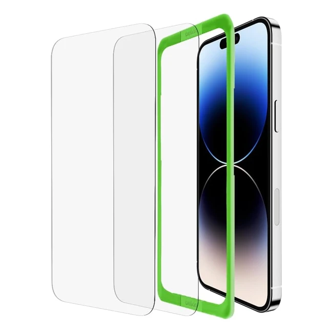 Pack de 2 protections d'écran Belkin TemperedGlass pour iPhone 14 Pro Max - Pose facile, sans bulle d'air, résistance 9H