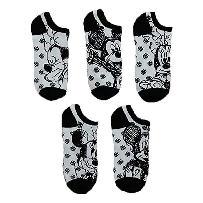 Disney Minnie Mouse Damen 5er Pack No-Show-Socken, verschiedene Drucke und Farben