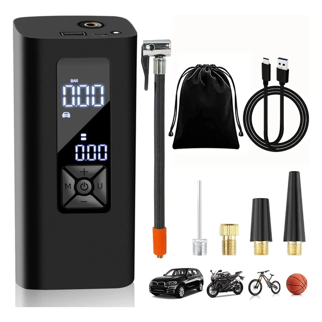 Yanace 8000mAh Mini Compresor de Aire Portátil 150psi - Inflador para Bicicleta Eléctrica