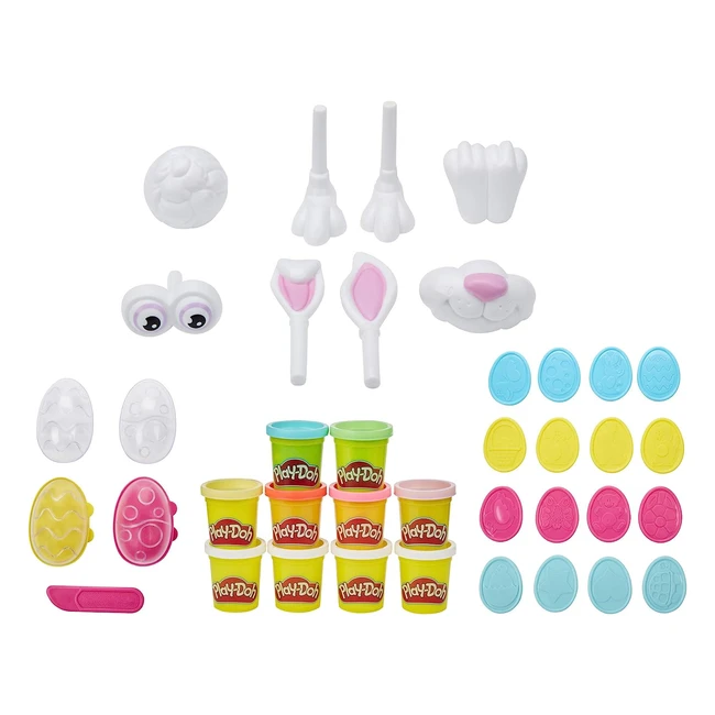 Play-Doh Bunny Dough Set - Easter Crafts for Kids - 25-Piece Bundle with 10 Cans of Modeling Compound - Non-Toxic - Amazon Exclusive