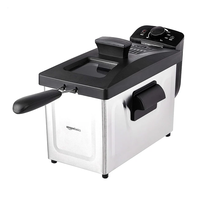 Amazon Basics 3L Electric Deep Fryer - Stainless Steel - 1500W - Prepare 8 Cups of Fried Food