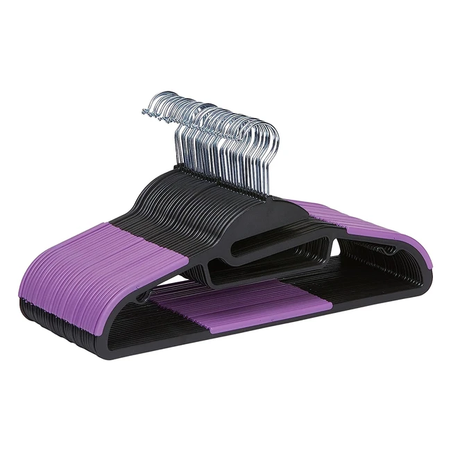 Lot de 30 cintres en plastique enduit de caoutchouc noir/violet - Amazon Basics