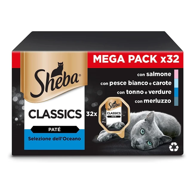 Sheba Classics Pat Selezione Oceano - Cibo umido per gatti 32 vaschette da 85g