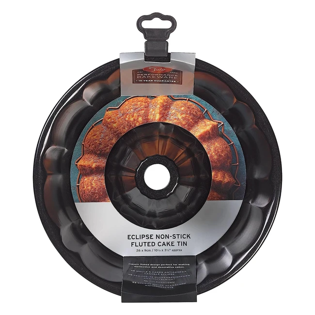 Tala Performance Nonstick Fluted Cake Tin - Quick Release - 26x9 cm - Black