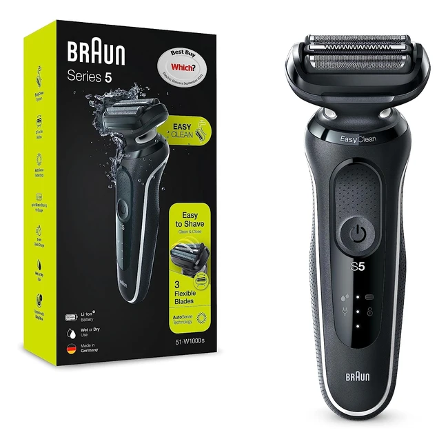 Braun Series 5 Electric Shaver | 3 Flexible Blades | 100% Waterproof | Wet & Dry Use