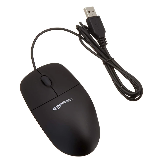 Amazon Basics Optische Maus mit 3 Tasten und USB-Anschluss fr Windows und Mac 