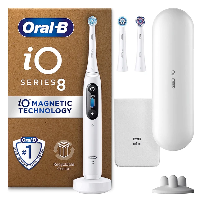 OralB IO8 Electric Toothbrush - Gifts for Men & Women - App Connected Handle - 6 Modes - Teeth Whitening - UK Plug - White