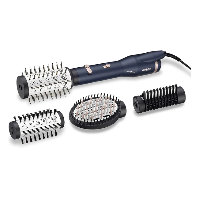 Babyliss AS500E - Spazzola Rotante con Digital Sensor, 4 Accessori, Ionica, 1000W - Blu