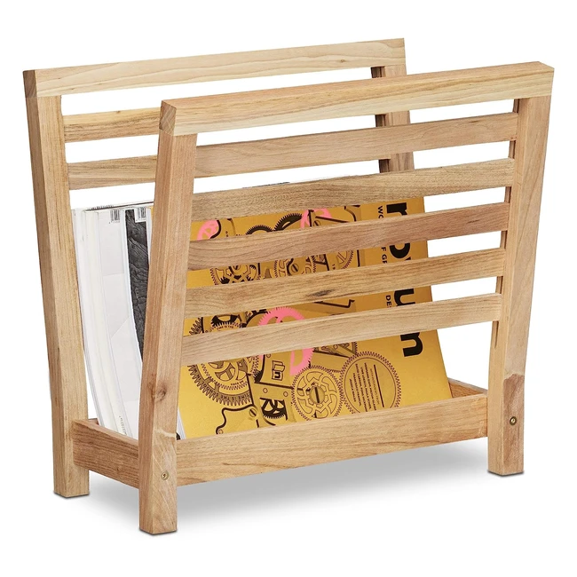 Portemagazines en bois de noyer - Relaxdays 10020656 - Support pour journaux - Hxlxp 385 x 265 x 40 cm - Marron