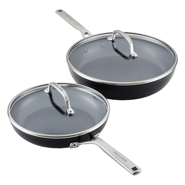 KitchenAid Hard Anodized Induction Nonstick Frying Pans/Skillet Set - 4 Piece, Matte Black