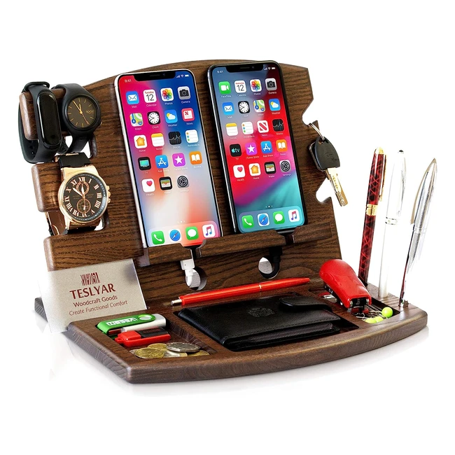 Docking Station in Legno Teslyar per Telefono - Caricatore per 2 Telefoni - Orga