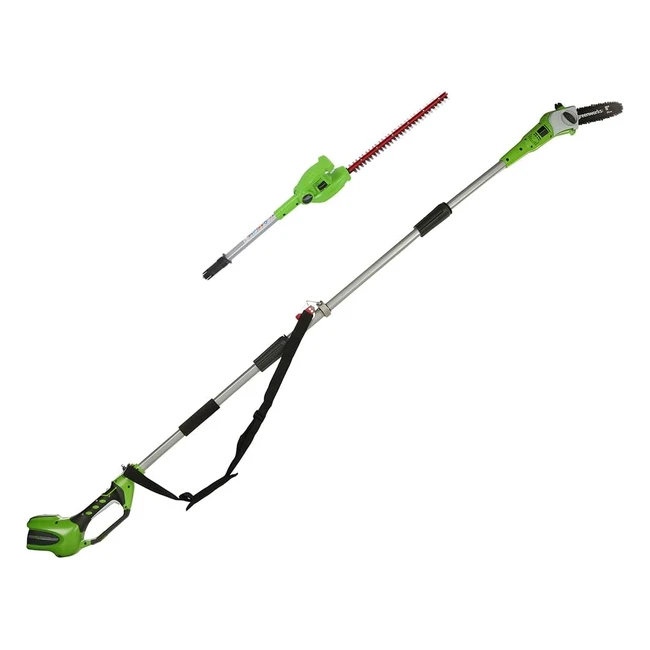 Greenworks G40PSH Cordless 2in1 Pole Saw and Hedge Trimmer - Long Reach, Dual Action Blades