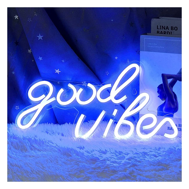 Good Vibes Neon Sign - LED Mood Light for Bedroom, Office, Wedding - USB Powered