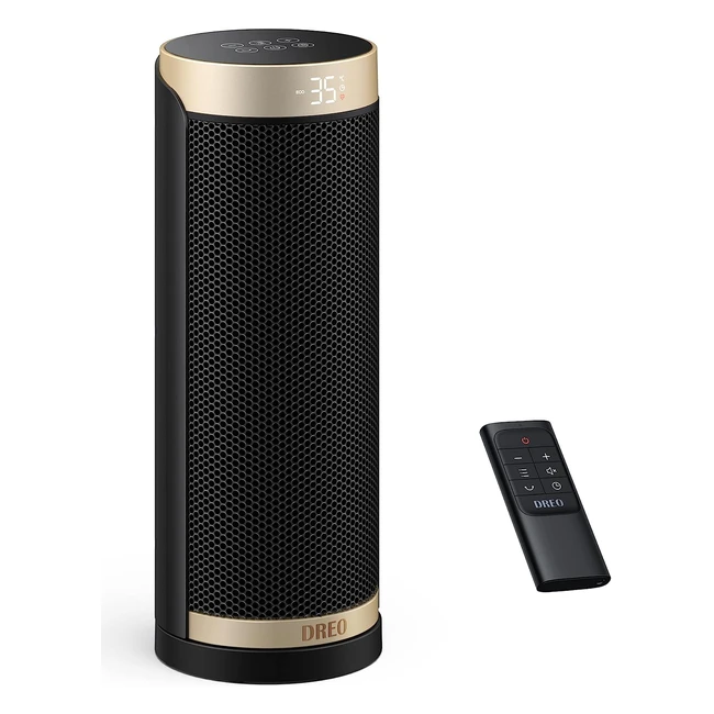 Chauffage d'appoint Dreo Solaris Slim H3 - Chauffage électrique céramique 1800W avec télécommande, protection antibasculement et anti-surchauffe, minuterie 12h, oscillation 70°