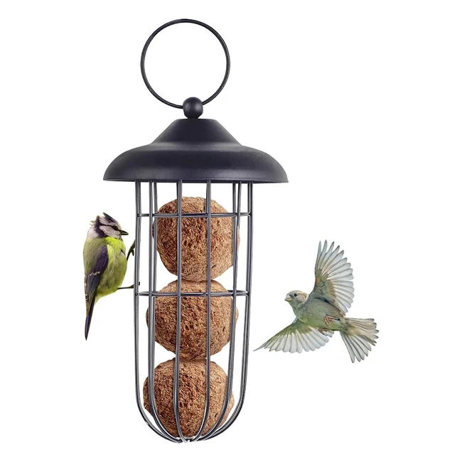 Mangeoire pour oiseaux en métal résistante aux écureuils - Porte-boule de graisse automatique