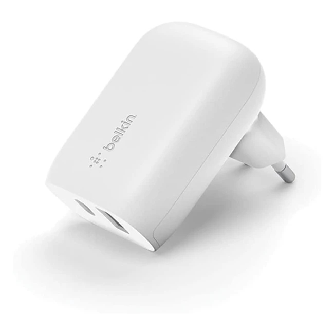 Belkin Doppio Caricabatteria da Parete USB Type-C PPS PD 37W - Ricarica Rapida per Galaxy S23 Ultra Plus Note 20 iPhone 14 e Altri