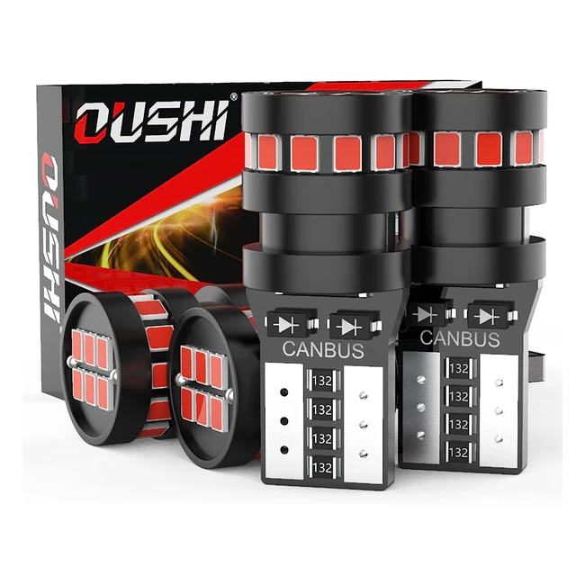 Lampadina LED T10 W5W 501 194 Oushi Canbus - Rosso Brillante - Confezione da 4