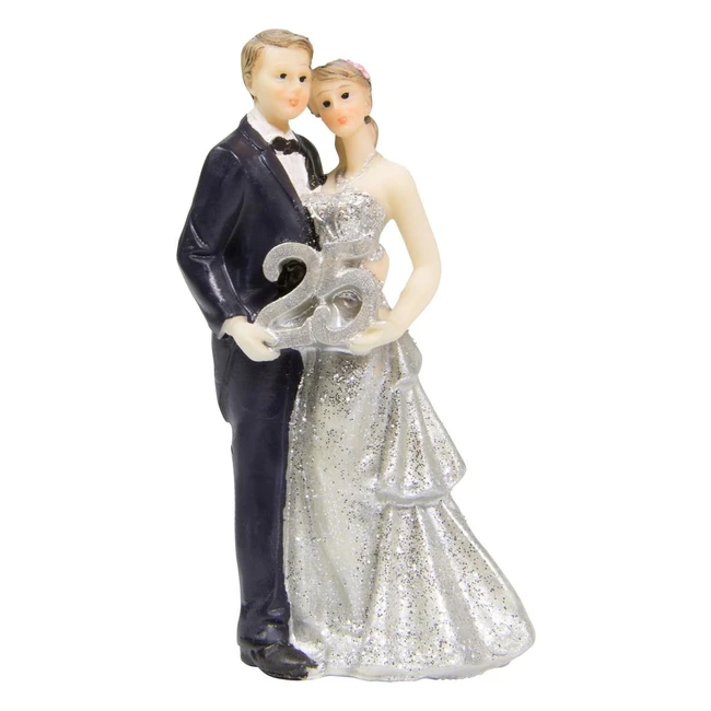 Statuetta Coppia Sposi Nozze d'Argento 25 Anni - Ideale per Anniversario Matrimonio