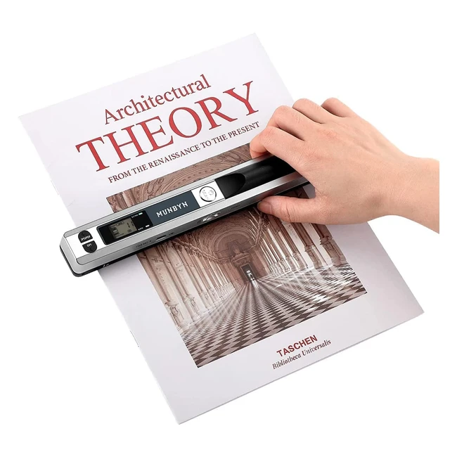 Scanner de documents portable Munbyn SD 16Go USB - 900 dpi - Scanner de poche sans fil - Format JPG/PDF - LCD - Argent
