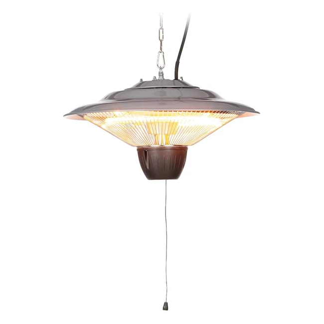 Chauffage Radiant Suspendu Blumfeldt Hitzkopf - Tubes Infrarouge Quartz - 2 Puissances 700 ou 1400 W - Porte Jusqu'à 9 m - Argent Clair